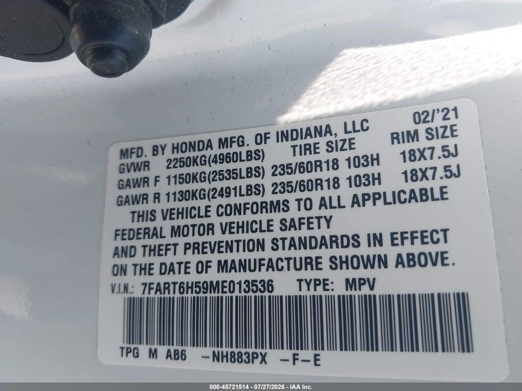 7FART6H59ME013536 2021 HONDA CR-V HYBRID photo no. 9