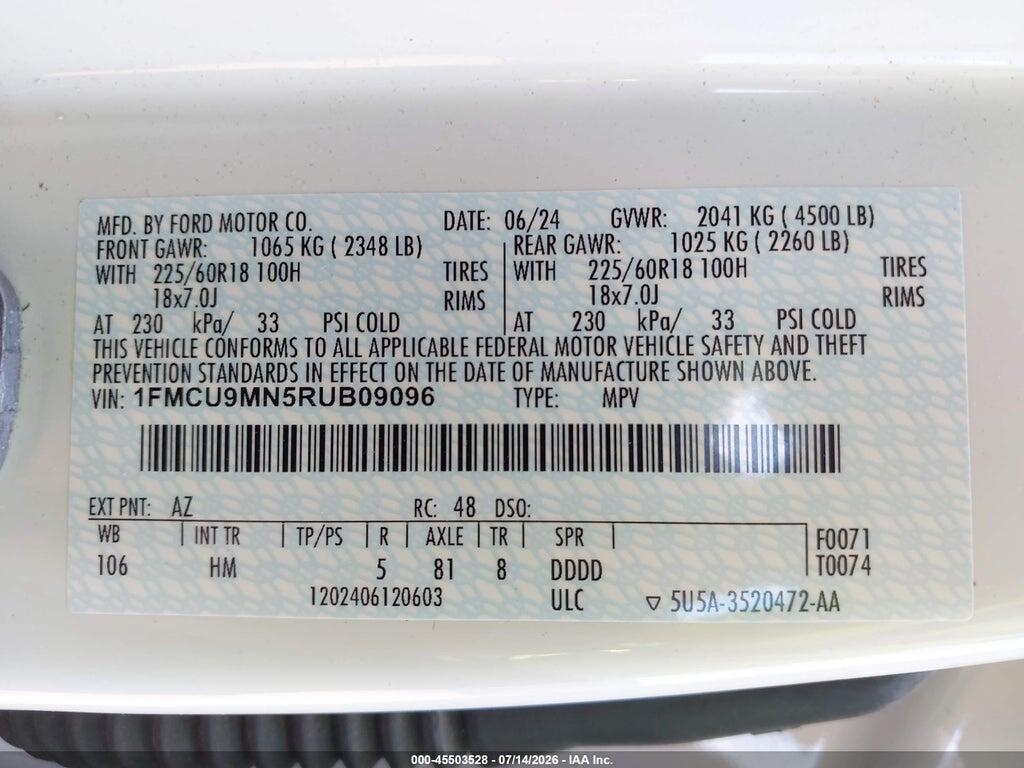 1FMCU9MN5RUB09096 2024 FORD ESCAPE photo no. 9