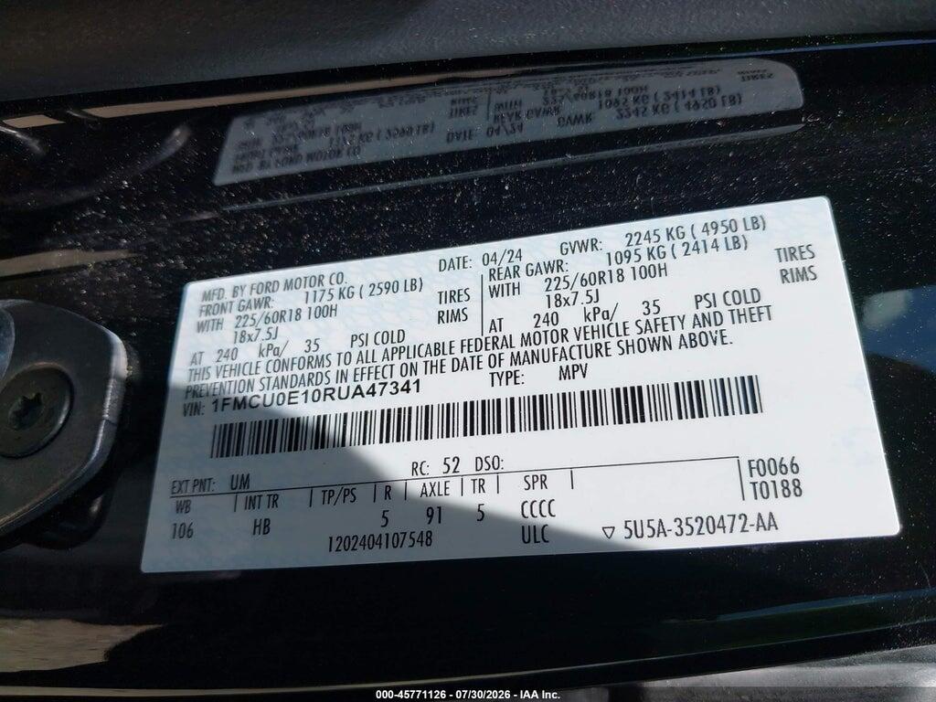 1FMCU0E10RUA47341 2024 FORD ESCAPE photo no. 9