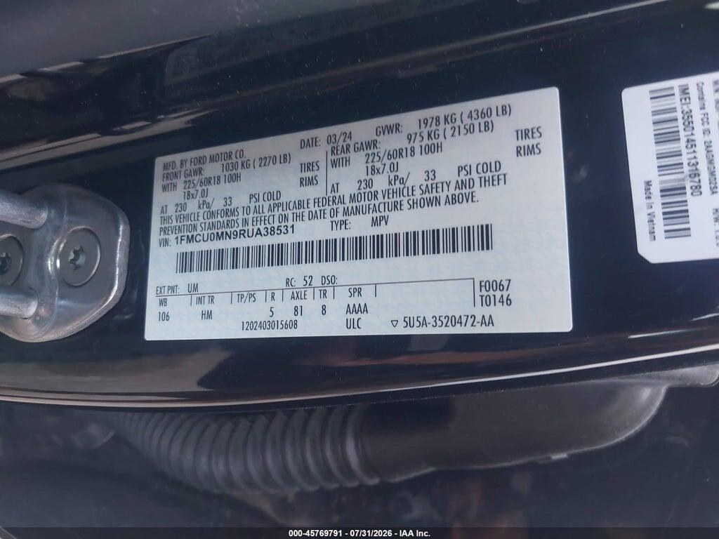 1FMCU0MN9RUA38531 2024 FORD ESCAPE photo no. 9