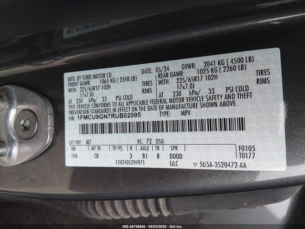 1FMCU9GN7RUB02095 2024 FORD ESCAPE photo no. 9