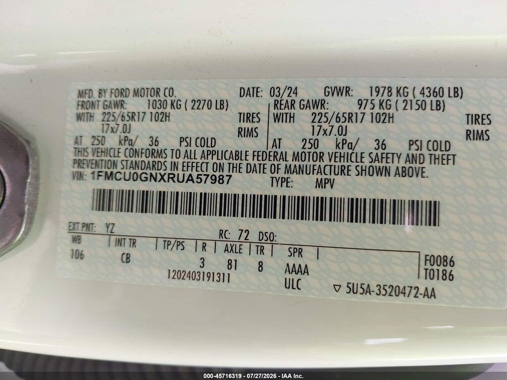 1FMCU0GNXRUA57987 2024 FORD ESCAPE photo no. 9