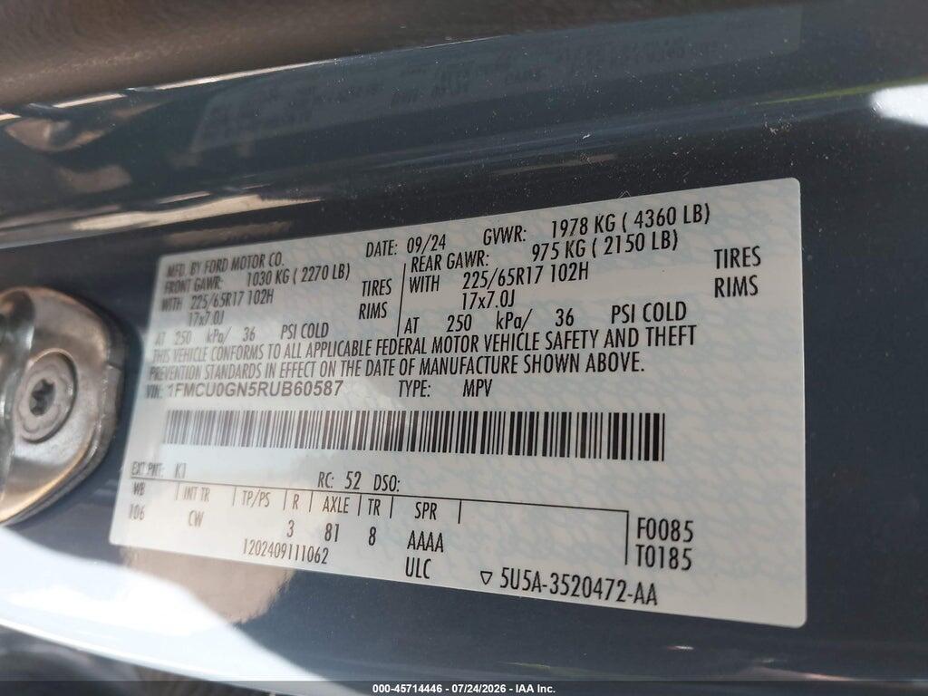 1FMCU0GN5RUB60587 2024 FORD ESCAPE photo no. 9