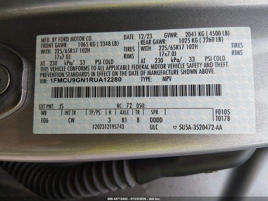 1FMCU9GN1RUA12280 2024 FORD ESCAPE photo no. 9
