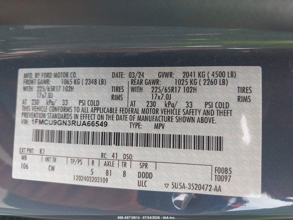 1FMCU9GN3RUA66549 2024 FORD ESCAPE photo no. 9