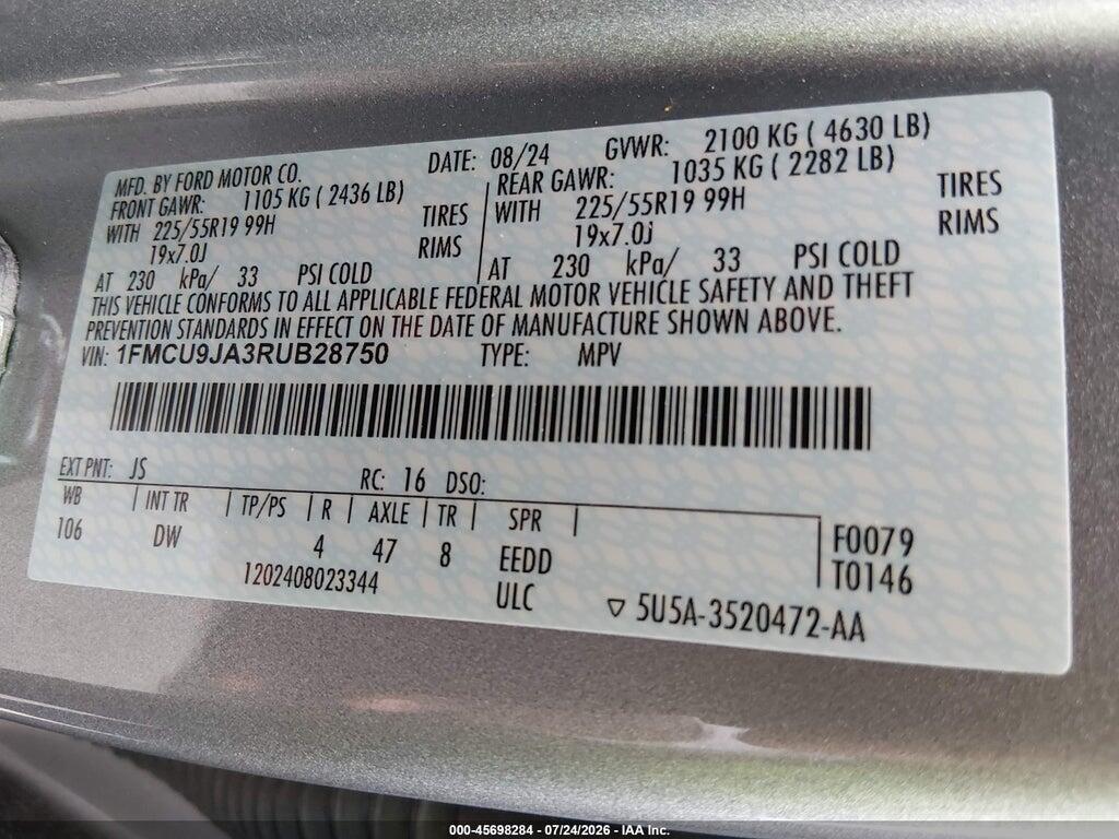 1FMCU9JA3RUB28750 2024 FORD ESCAPE photo no. 9