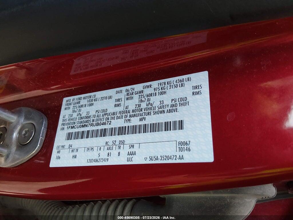 1FMCU0MN7RUB04672 2024 FORD ESCAPE photo no. 9