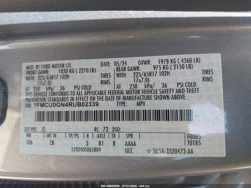 1FMCU0GN4RUB02339 2024 FORD ESCAPE photo no. 9