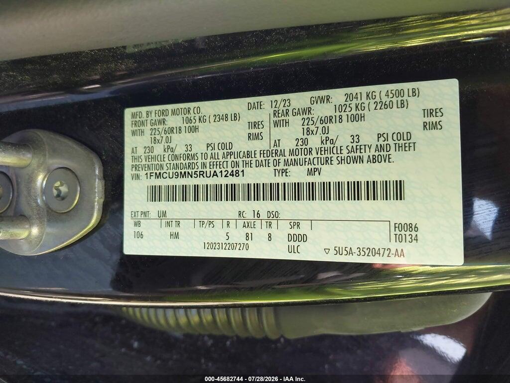1FMCU9MN5RUA12481 2024 FORD ESCAPE photo no. 9