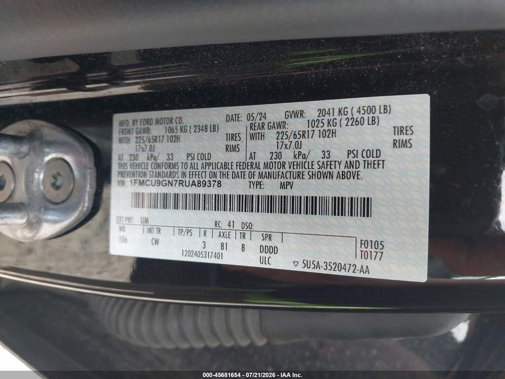 1FMCU9GN7RUA89378 2024 FORD ESCAPE photo no. 9