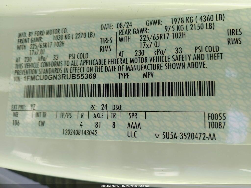 1FMCU0GN3RUB55369 2024 FORD ESCAPE photo no. 9