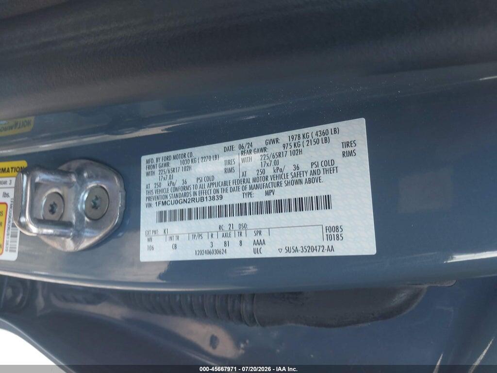 1FMCU0GN2RUB13839 2024 FORD ESCAPE photo no. 9