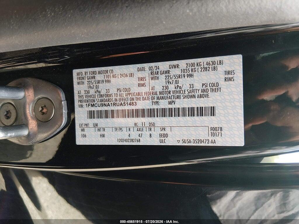 1FMCU9NA1RUA51483 2024 FORD ESCAPE photo no. 9