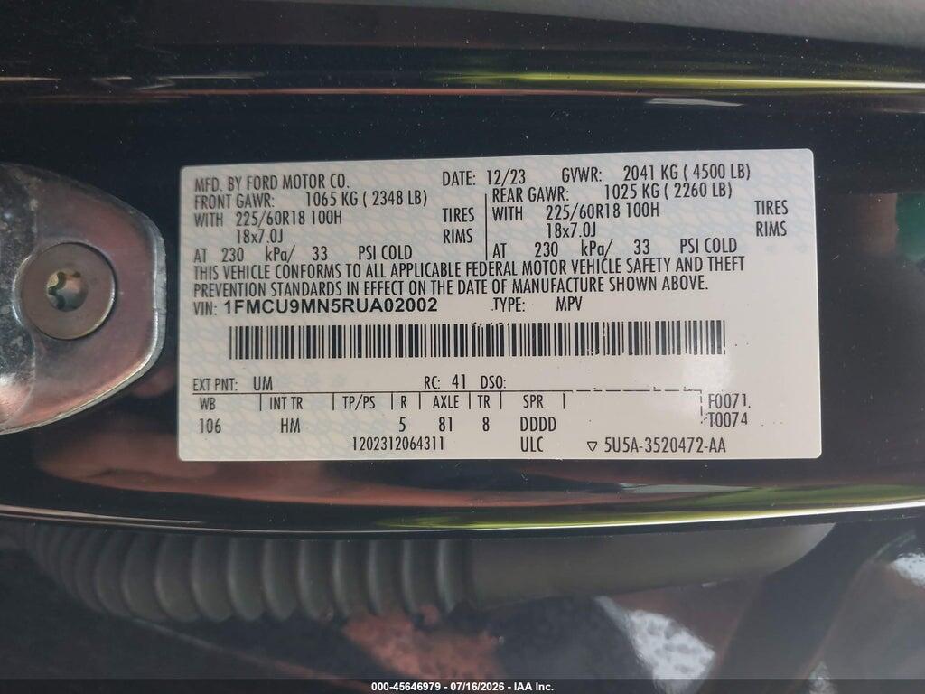 1FMCU9MN5RUA02002 2024 FORD ESCAPE photo no. 9