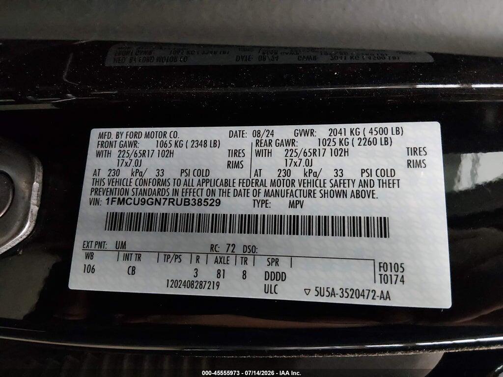 1FMCU9GN7RUB38529 2024 FORD ESCAPE photo no. 9