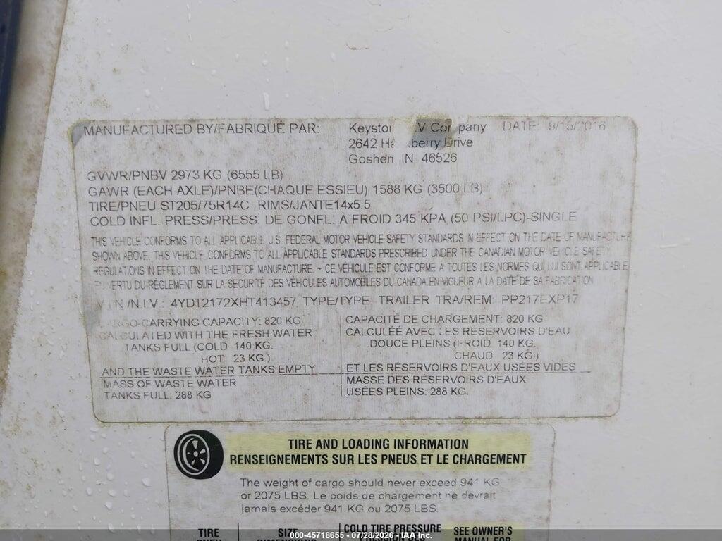 4YDT2172XHT413457 2017 KEYSTONE RV OTHER photo no. 9