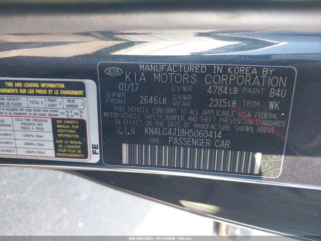 KNALC4J18H5060414 2017 KIA CADENZA photo no. 9