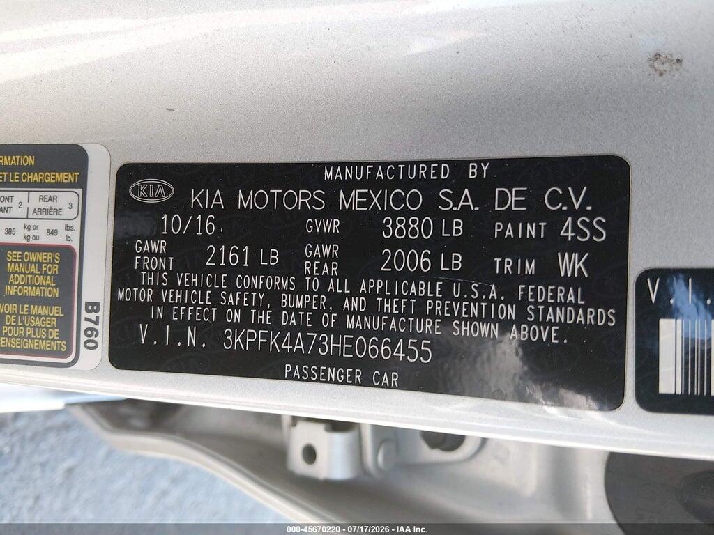 3KPFK4A73HE066455 2017 KIA FORTE photo no. 9