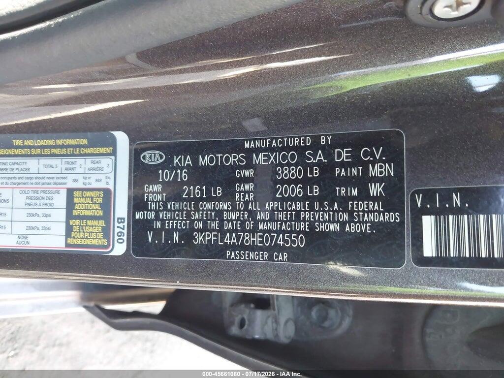 3KPFL4A78HE074550 2017 KIA FORTE photo no. 9