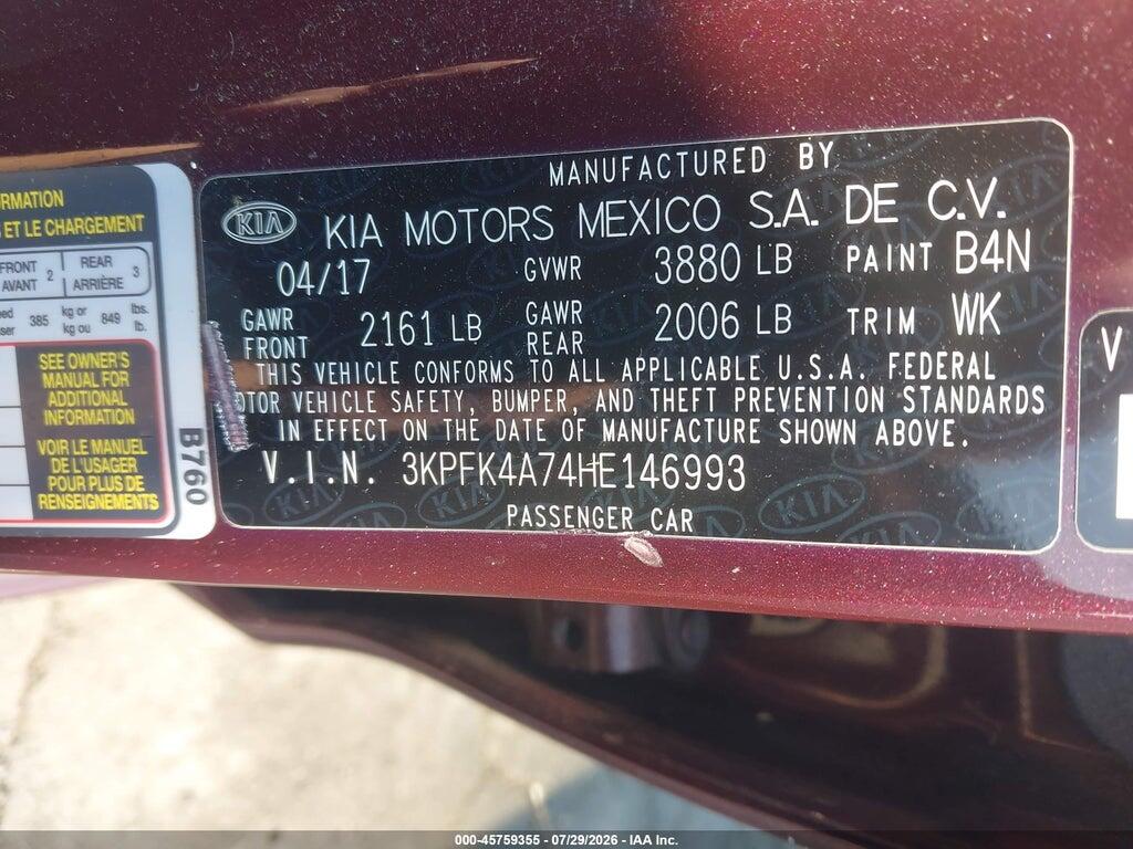 3KPFK4A74HE146993 2017 KIA FORTE photo no. 9