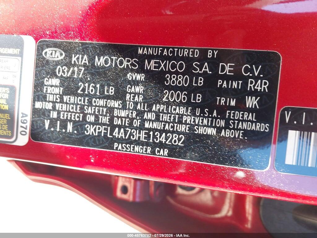 3KPFL4A73HE134282 2017 KIA FORTE photo no. 9