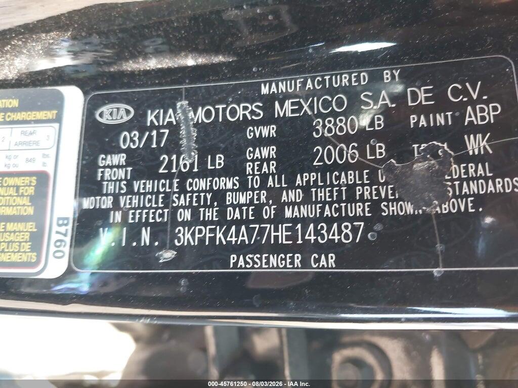 3KPFK4A77HE143487 2017 KIA FORTE photo no. 9