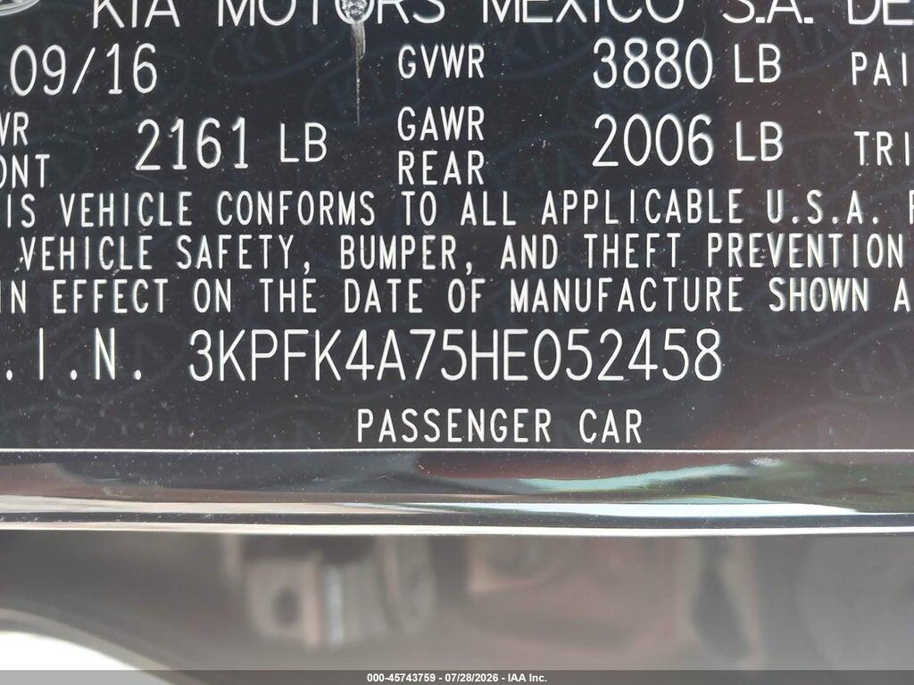 3KPFK4A75HE052458 2017 KIA FORTE photo no. 9
