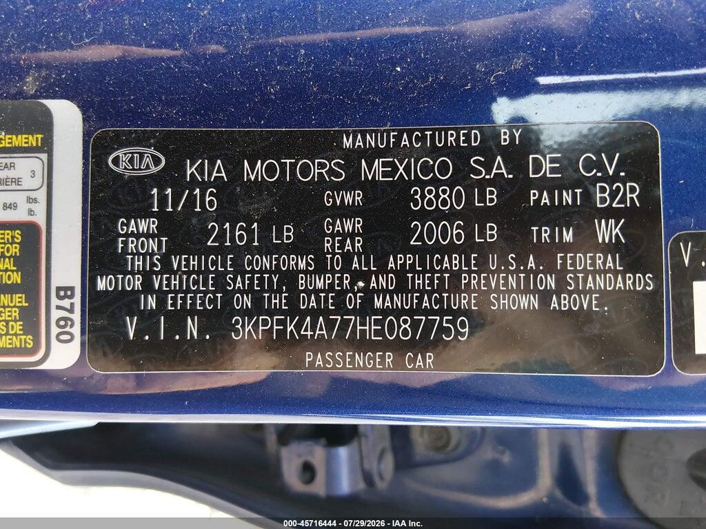 3KPFK4A77HE087759 2017 KIA FORTE photo no. 9