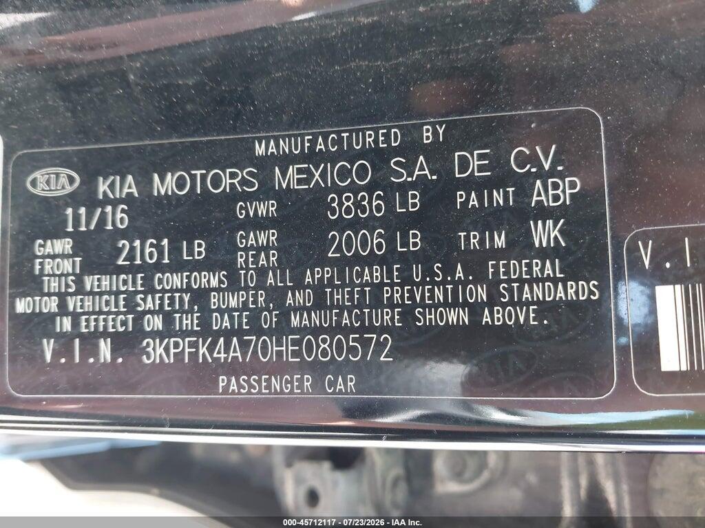 3KPFK4A70HE080572 2017 KIA FORTE photo no. 9