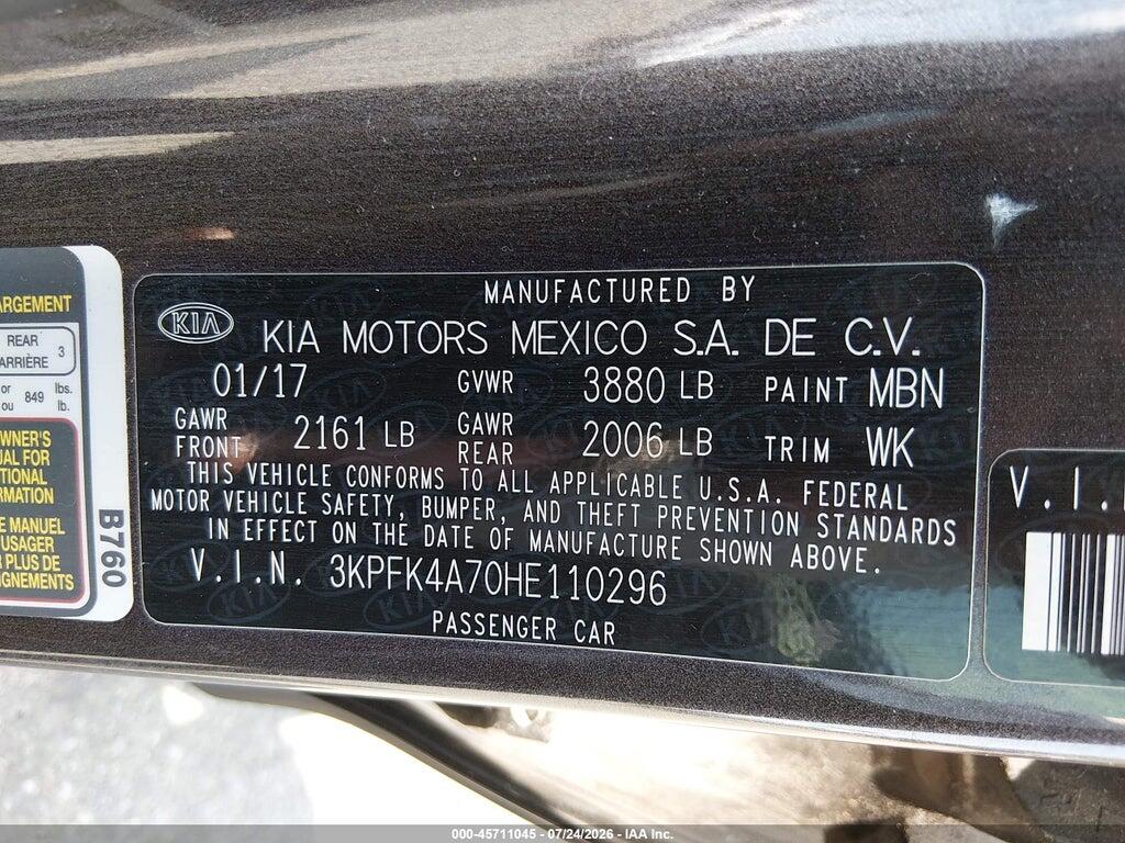 3KPFK4A70HE110296 2017 KIA FORTE photo no. 9