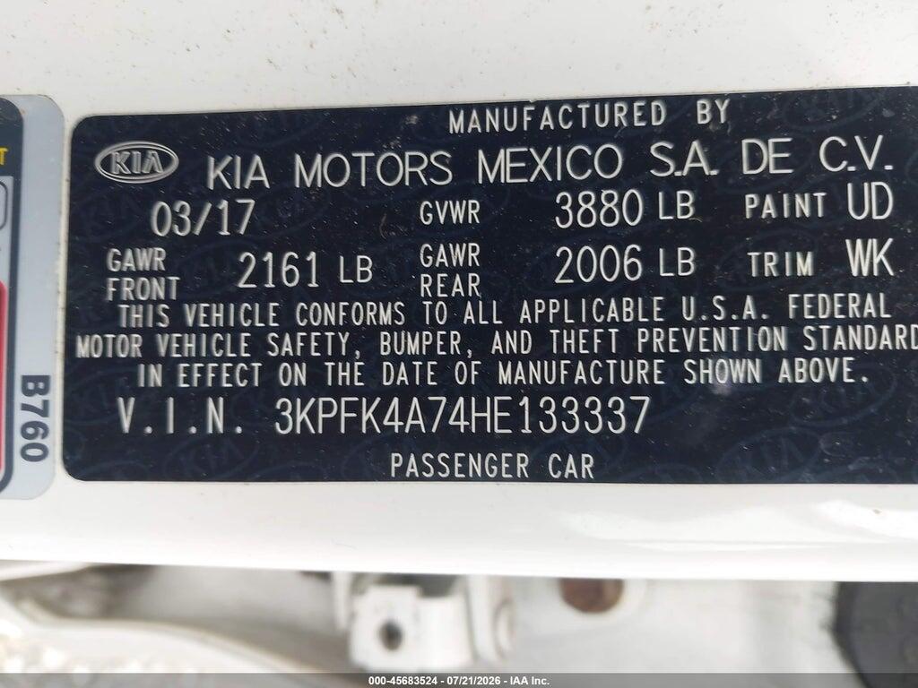3KPFK4A74HE133337 2017 KIA FORTE photo no. 9