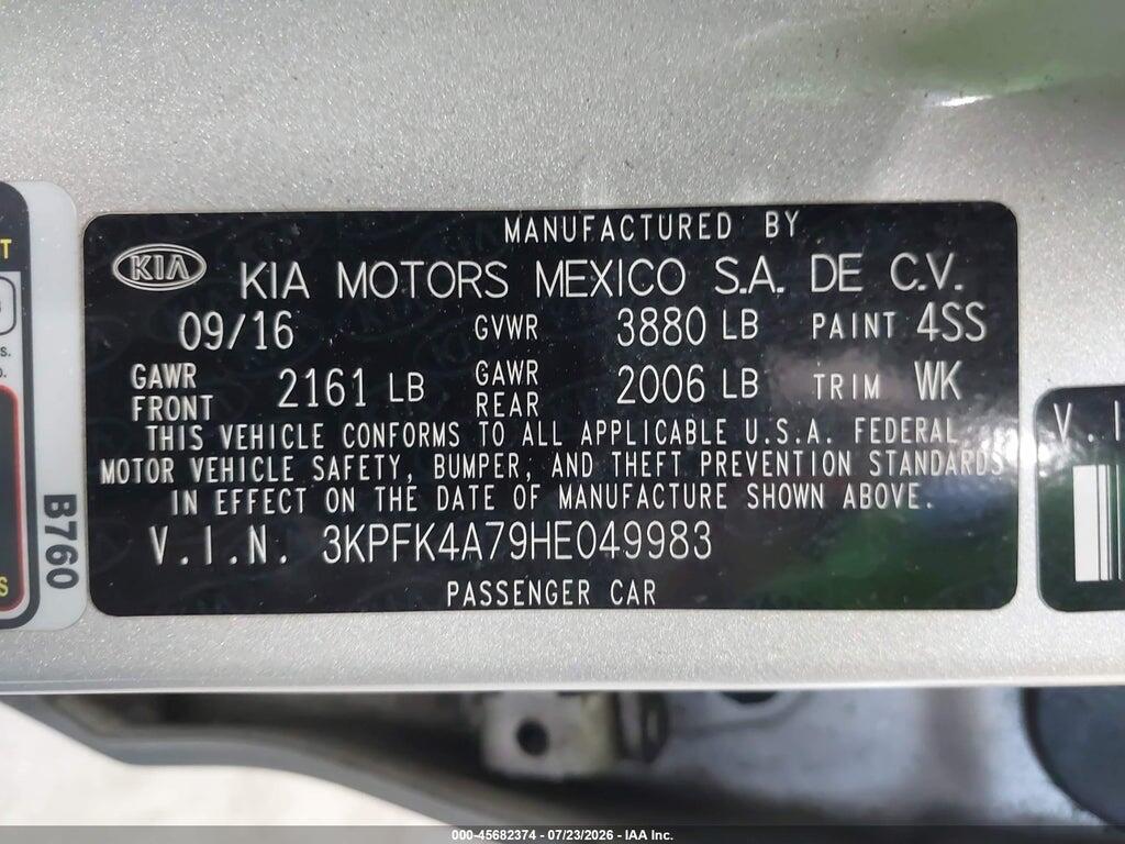 3KPFK4A79HE049983 2017 KIA FORTE photo no. 9