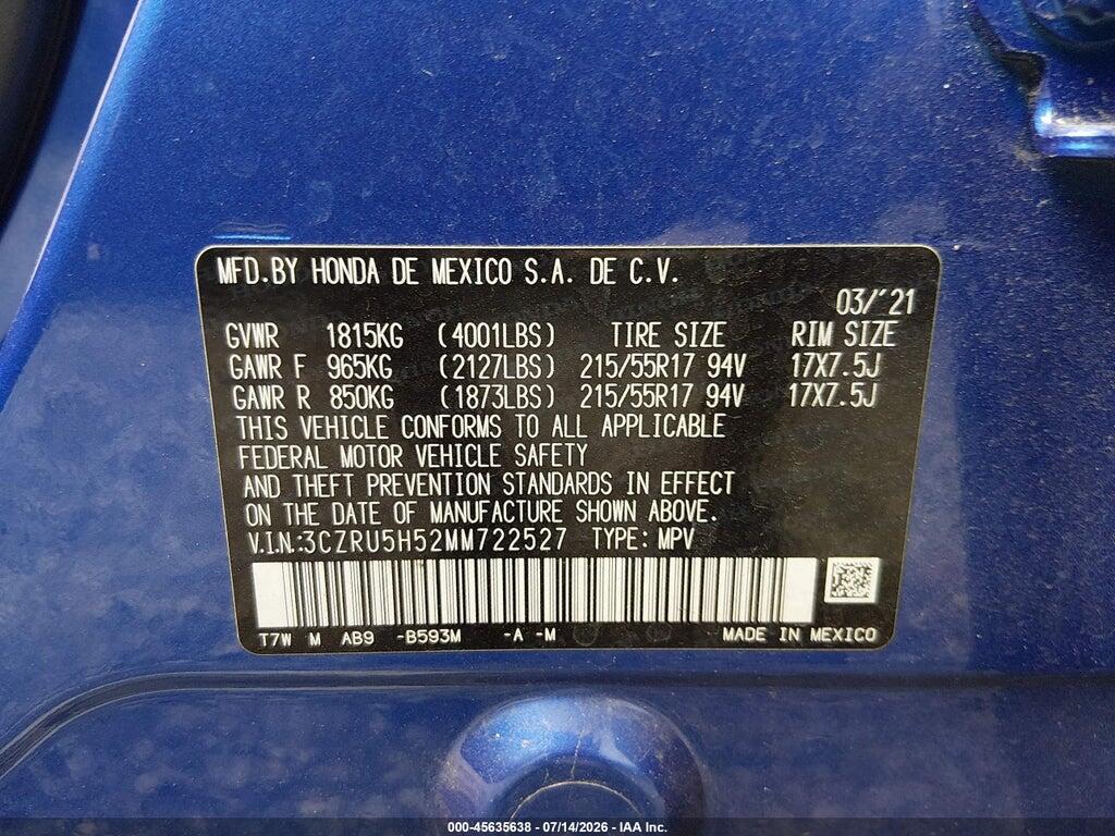 3CZRU5H52MM722527 2021 HONDA HR-V photo no. 9
