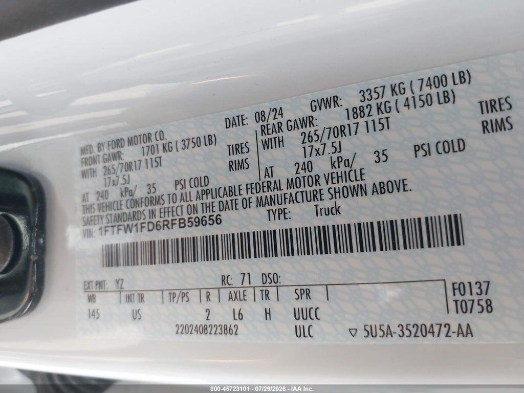 1FTFW1FD6RFB59656 2024 FORD F-150 photo no. 9