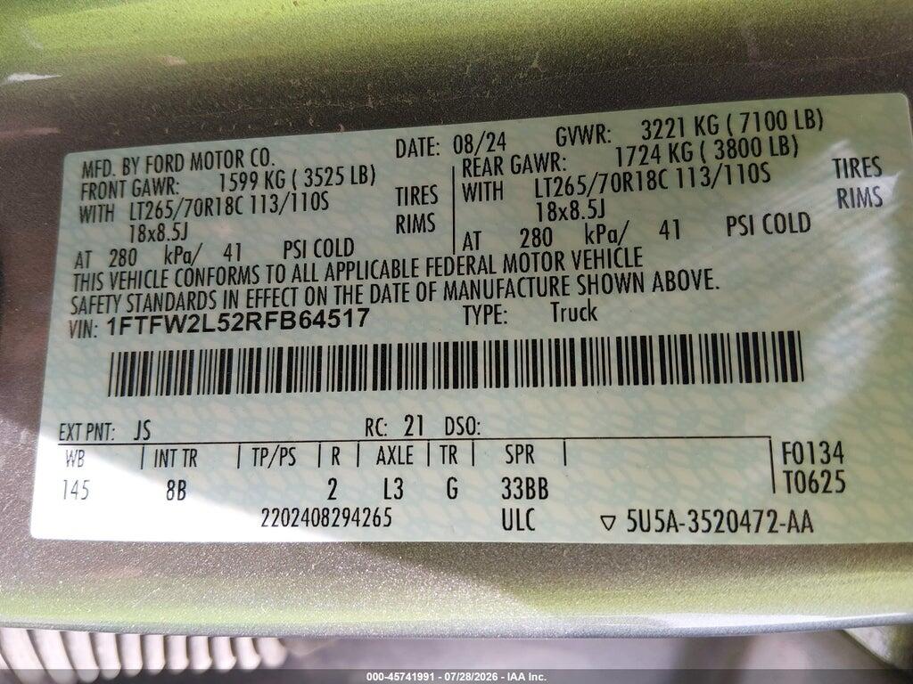 1FTFW2L52RFB64517 2024 FORD F-150 photo no. 9