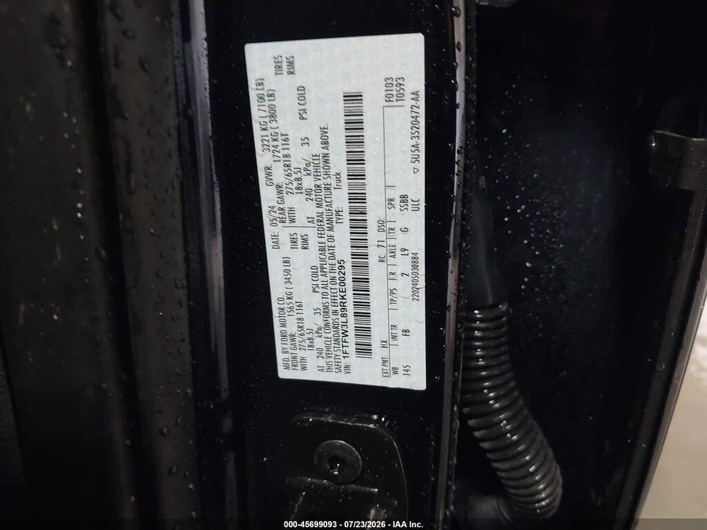 1FTFW3L89RKE00295 2024 FORD F-150 photo no. 9