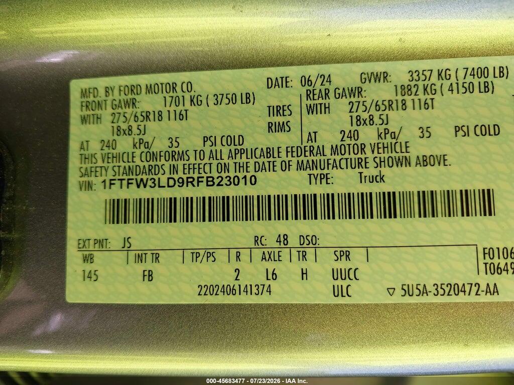 1FTFW3LD9RFB23010 2024 FORD F-150 photo no. 9