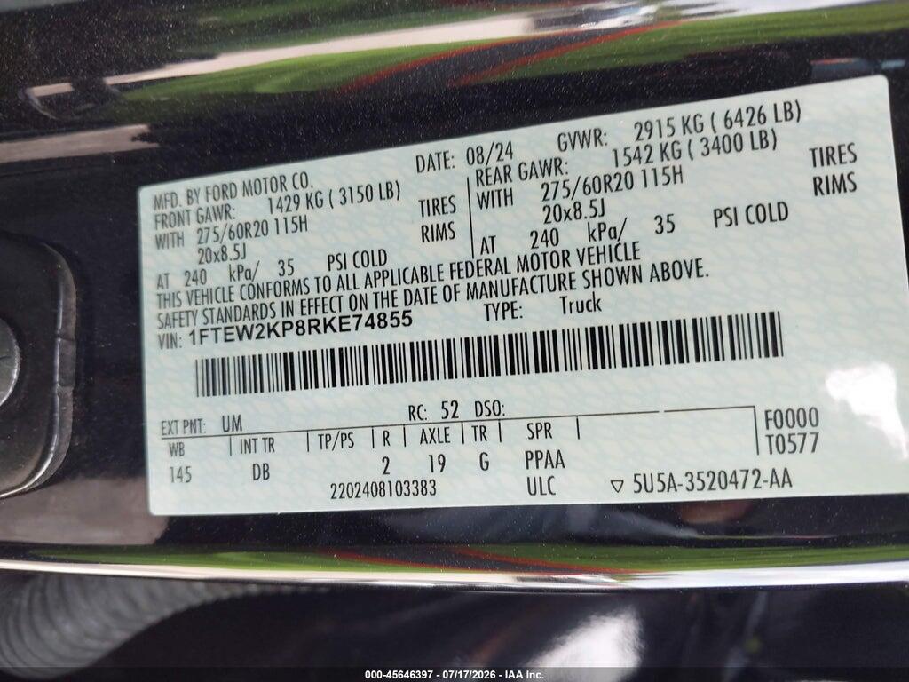 1FTEW2KP8RKE74855 2024 FORD F-150 photo no. 9