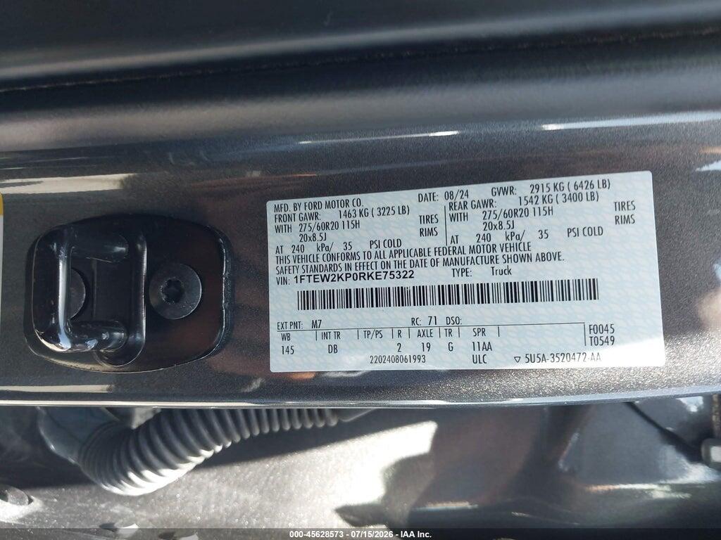 1FTEW2KP0RKE75322 2024 FORD F-150 photo no. 9
