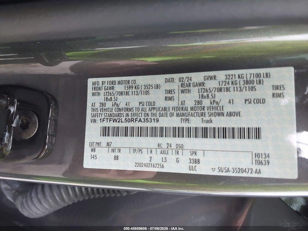 1FTFW2L50RFA35319 2024 FORD F-150 photo no. 9