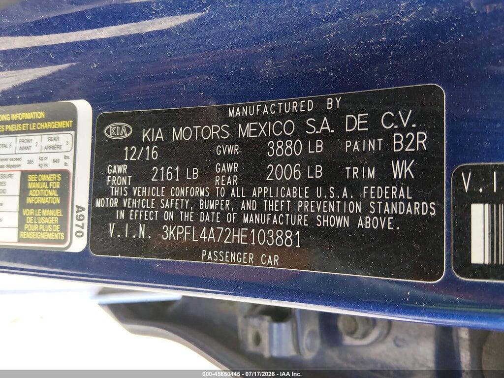 3KPFL4A72HE103881 2017 KIA FORTE photo no. 9