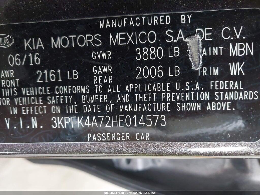 3KPFK4A72HE014573 2017 KIA FORTE photo no. 9