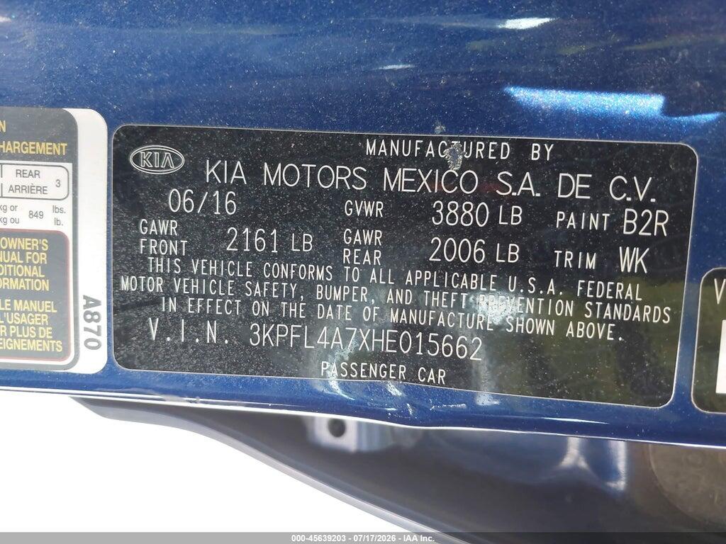 3KPFL4A7XHE015662 2017 KIA FORTE photo no. 9