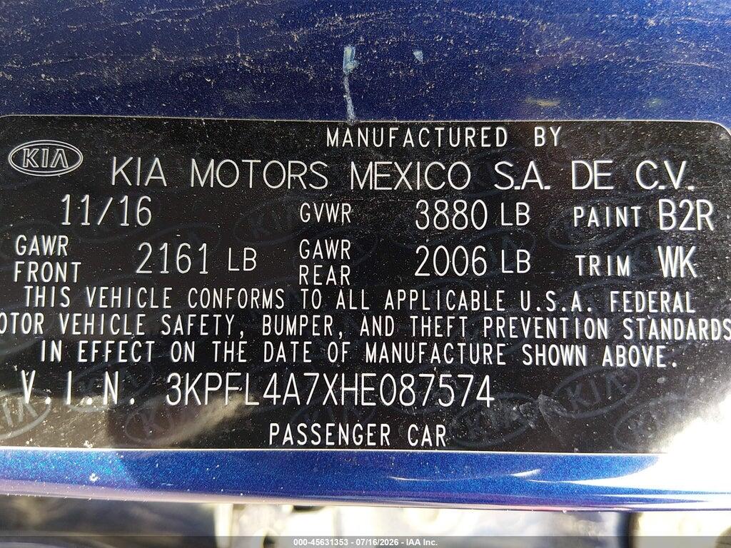 3KPFL4A7XHE087574 2017 KIA FORTE photo no. 9