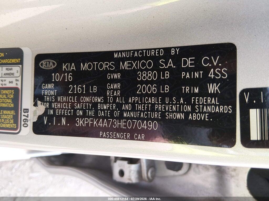 3KPFK4A73HE070490 2017 KIA FORTE photo no. 9