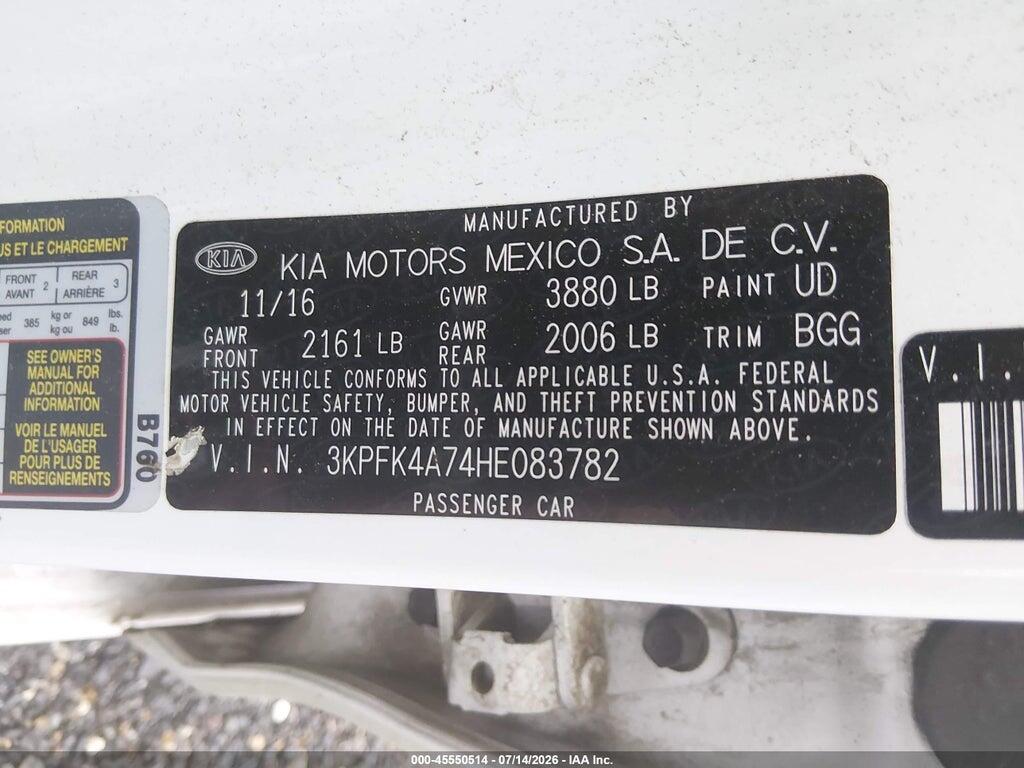 3KPFK4A74HE083782 2017 KIA FORTE photo no. 9