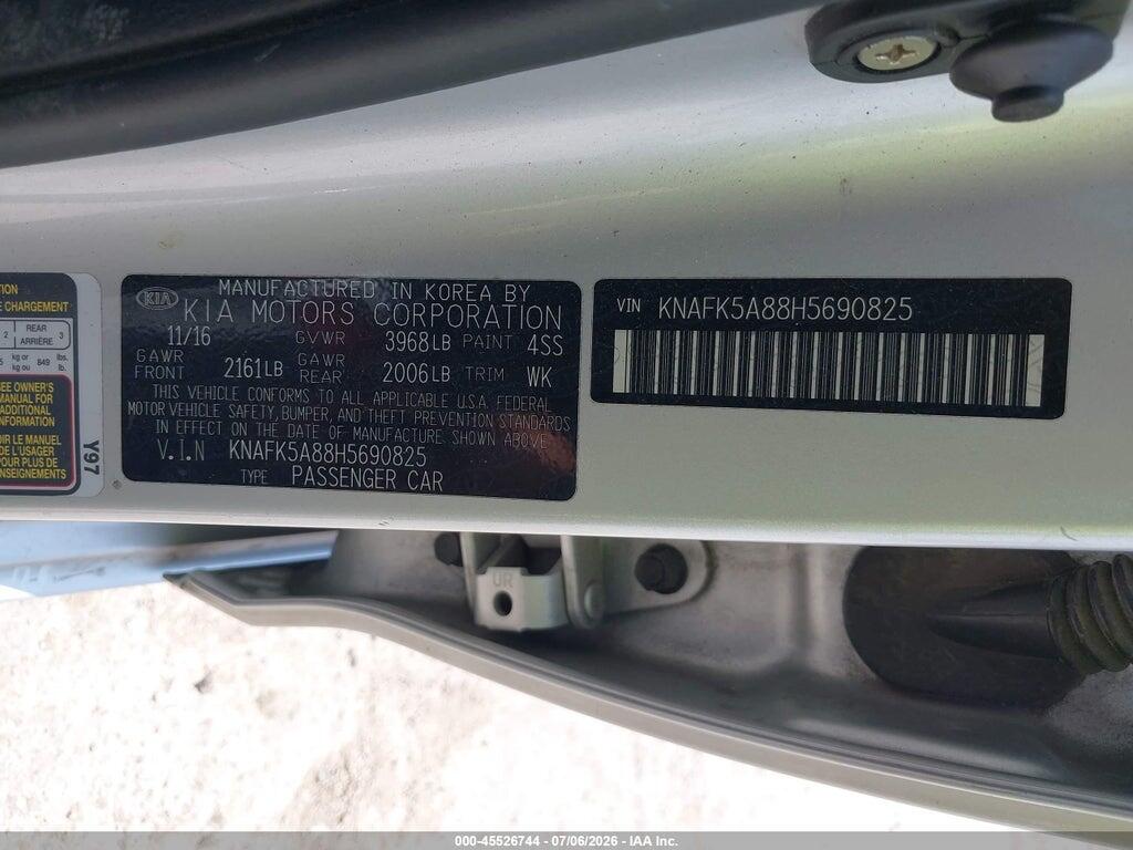 KNAFK5A88H5690825 2017 KIA FORTE photo no. 9