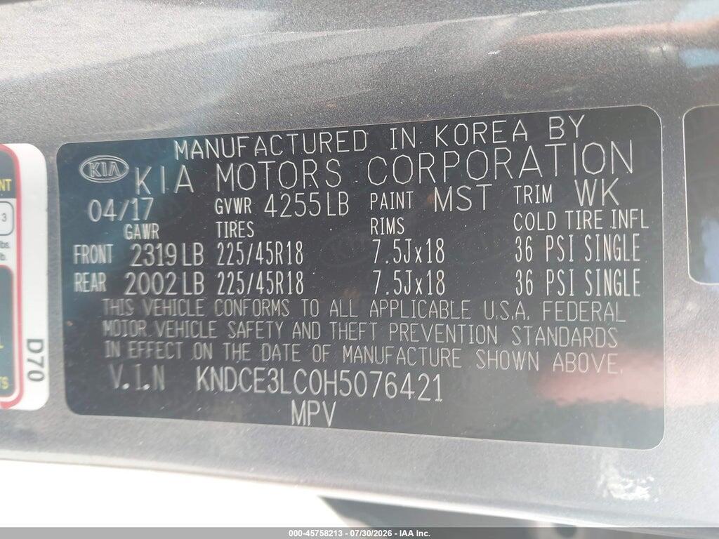 KNDCE3LC0H5076421 2017 KIA NIRO photo no. 9