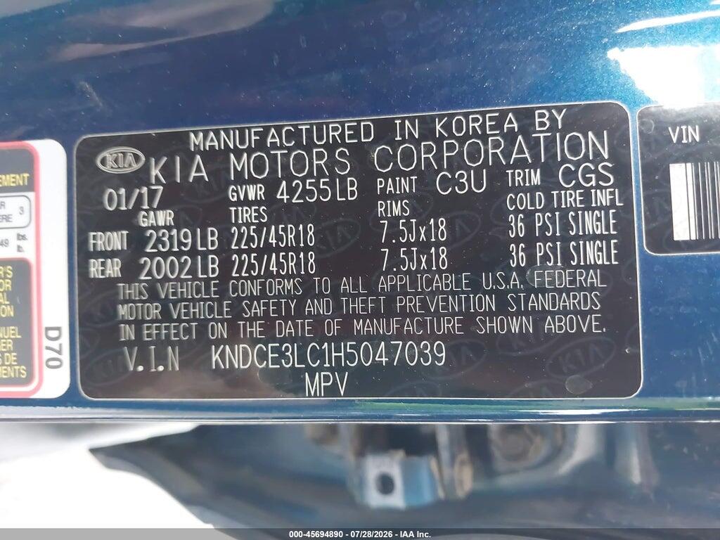 KNDCE3LC1H5047039 2017 KIA NIRO photo no. 9