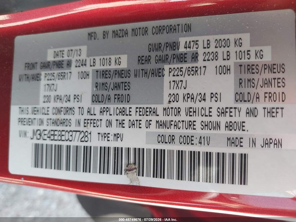 JM3KE4BE8E0377281 2014 MAZDA CX-5 photo no. 9